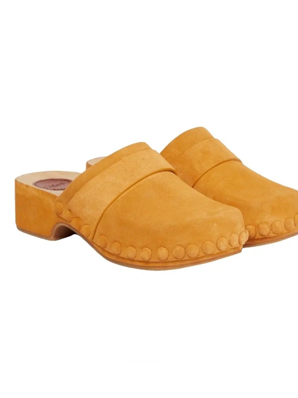 Chloe Joy Suede Clogs in Saffron Yellow 38